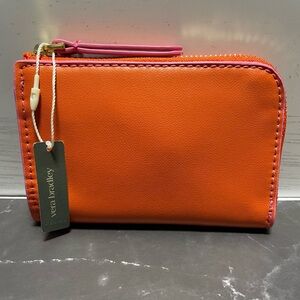 NWT Vera Bradley Orange and Pink Zip Card Pouch in Koi Orange
